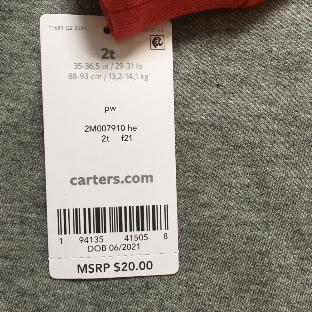 NWT Carter’s 2T long sleeve t-shirt - Picture 3 of 3